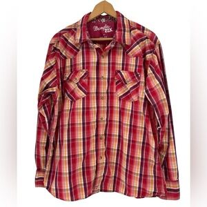 Wrangler 20X Plaid Long Sleeve Pearl Snap Western Cowboy Rodeo Shirt - XL